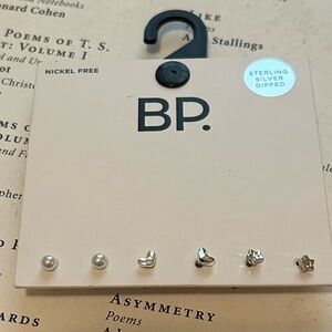 Nordstrom BP Earring Set - Pearls, Hearts & Stars in Sterling Silver Studs